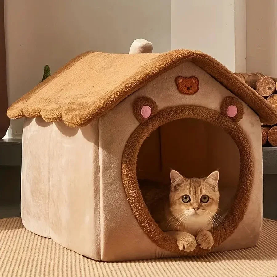 Cozy Pet Cave Bed Warm Indoor Cat Dog Nest