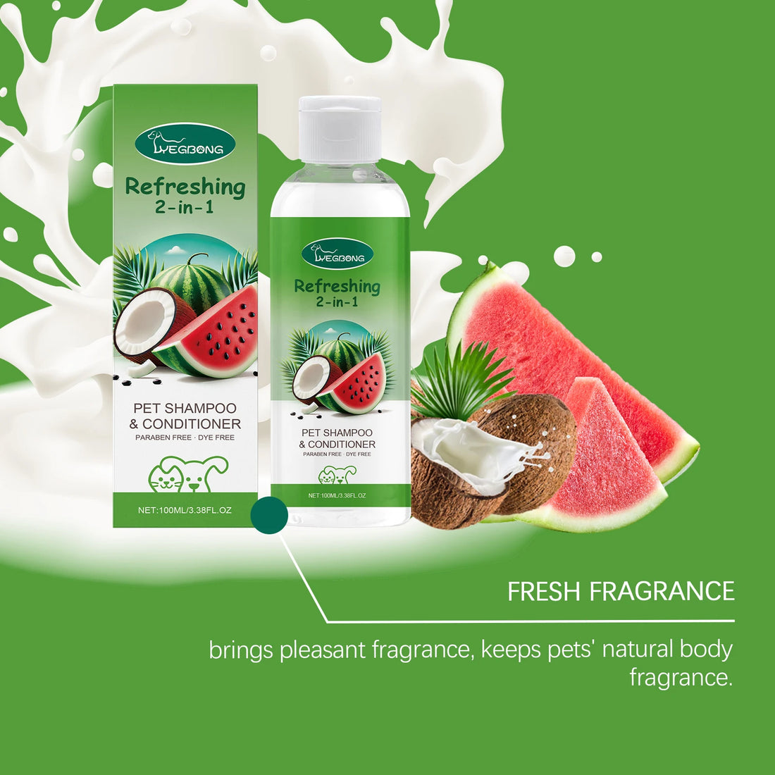 Hypoallergenic 2-in-1 Pet Shampoo and Conditioner for Sensitive Skin