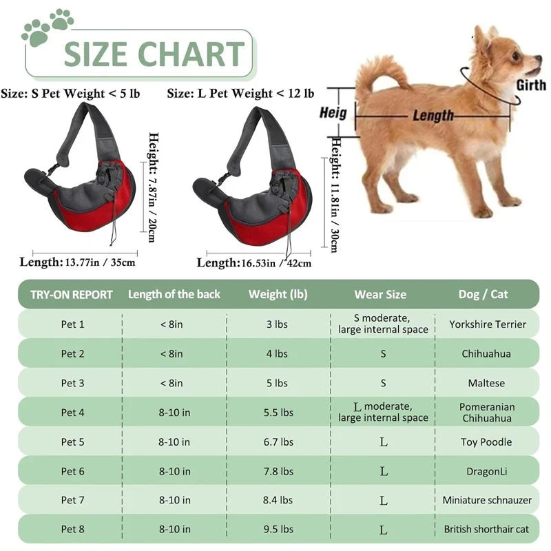 Breathable Pet Sling Carrier Backpack for Travel and Hiking