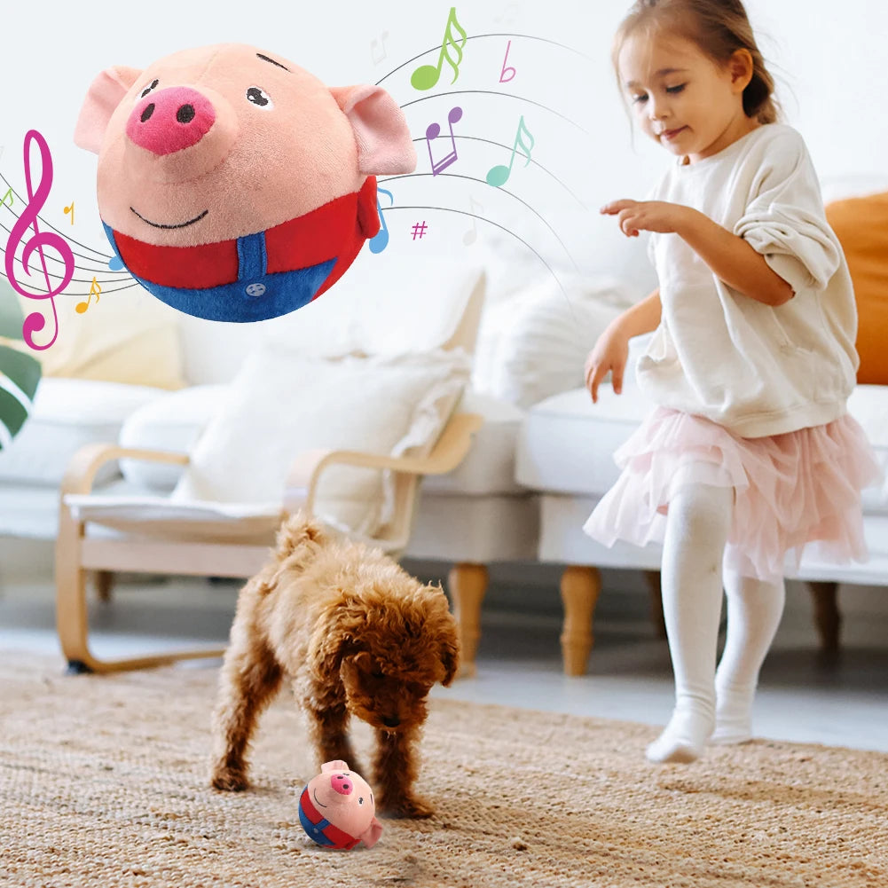 Automatic Bouncing Plush Dog Toy Interactive Squeaky Self-Moving Fun
