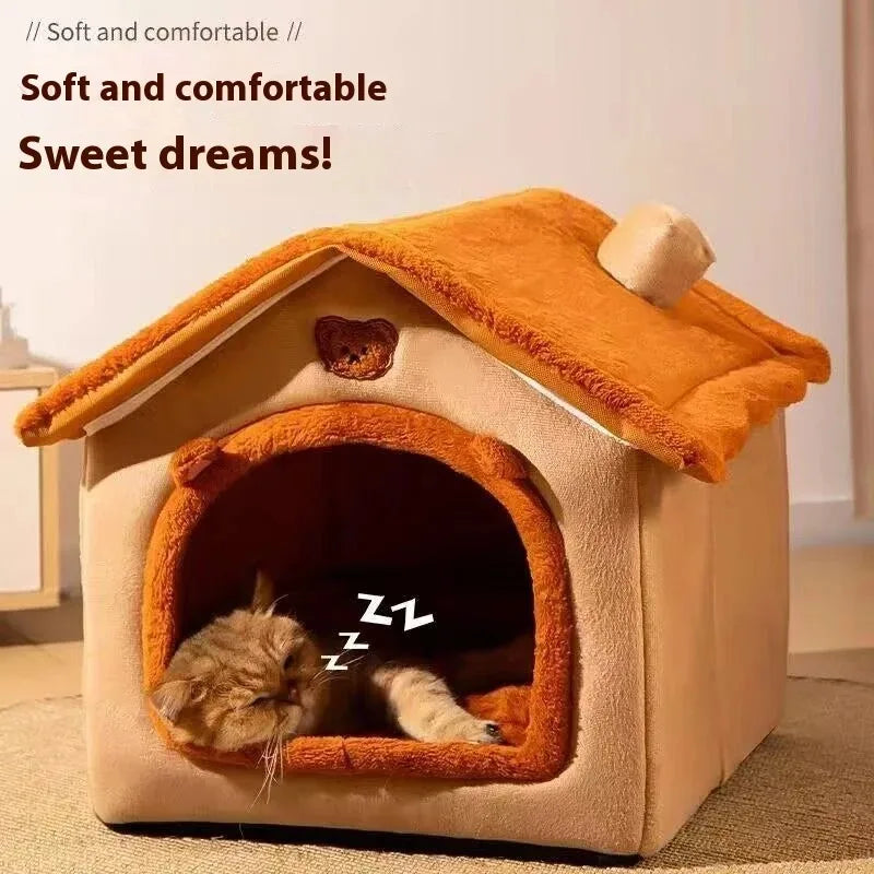 Cozy Pet Cave Bed Warm Indoor Cat Dog Nest