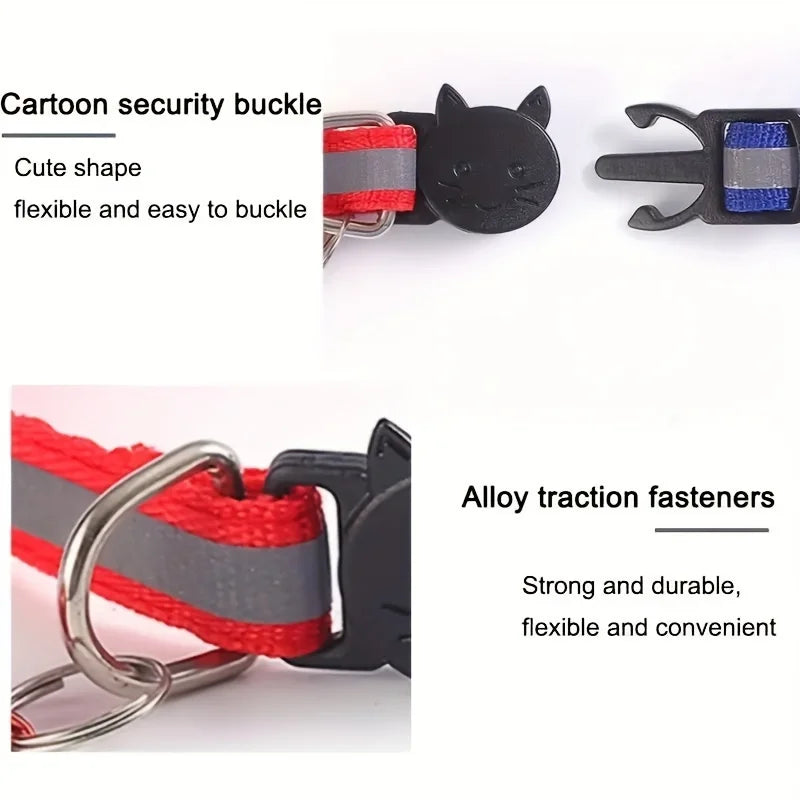 10-Pack Reflective Breakaway Cat Collars with Bells Safety Set