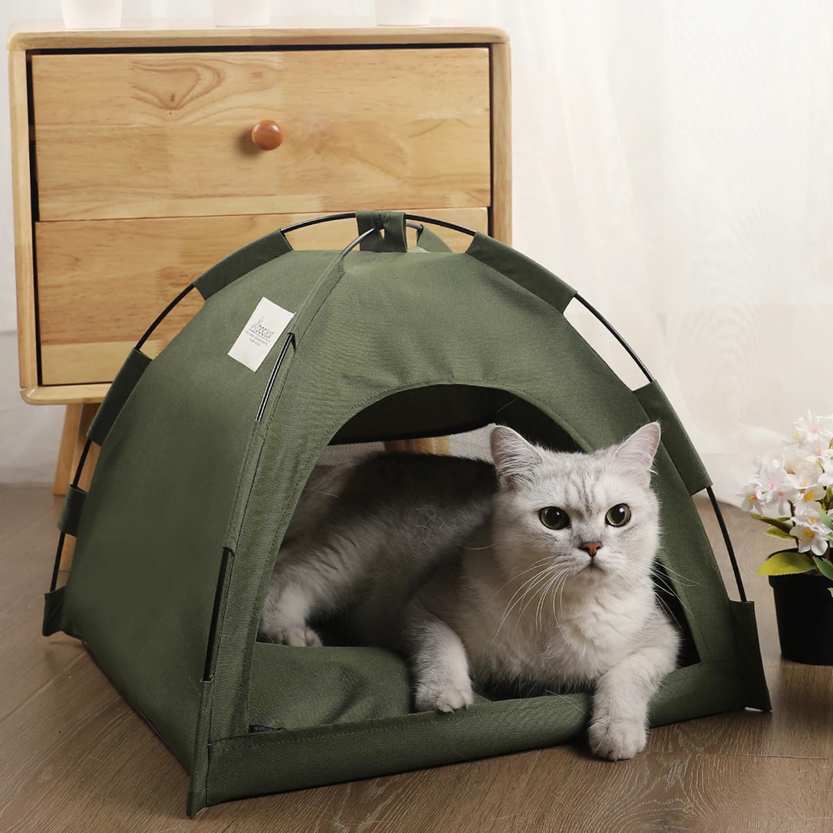 Warm Pet Tent Bed Cozy Cat House Winter Nest