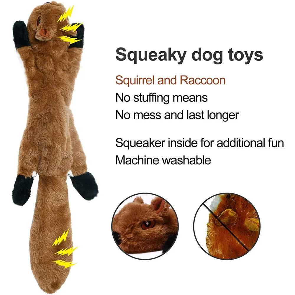 Stuffingless Squeaky Dog Toy with Crinkle Animal Design Fun