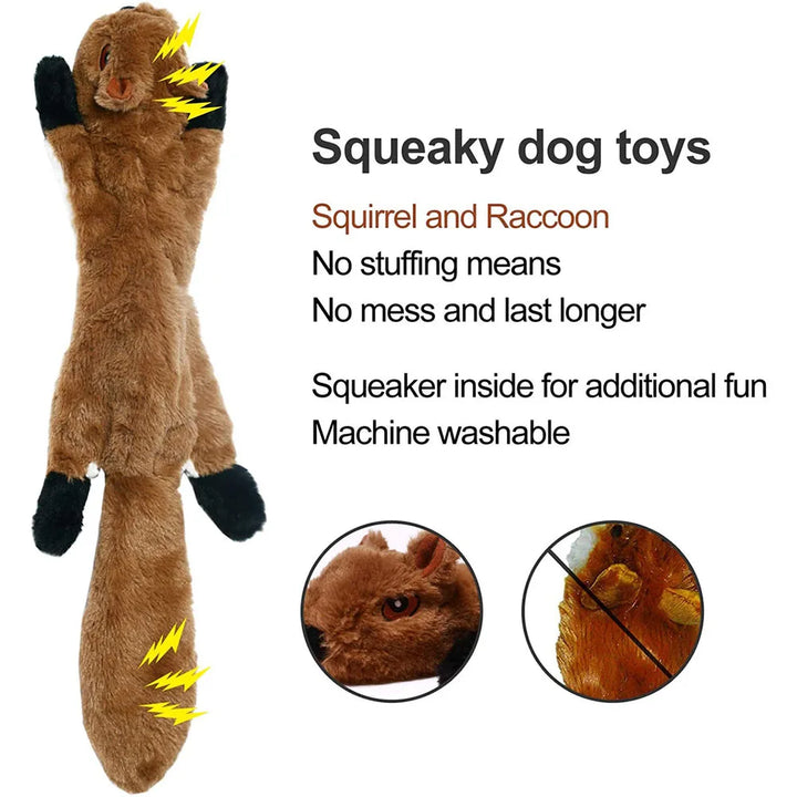 Stuffingless Squeaky Dog Toy with Crinkle Animal Design Fun