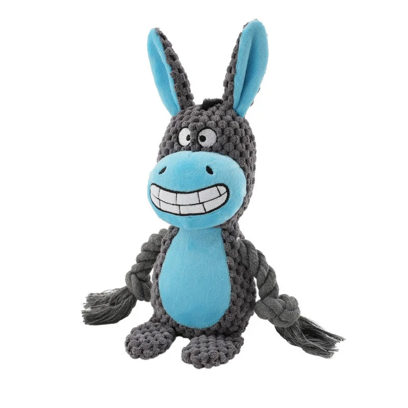 Cute Plush Rope Dog Toy with Squeaker and Knots