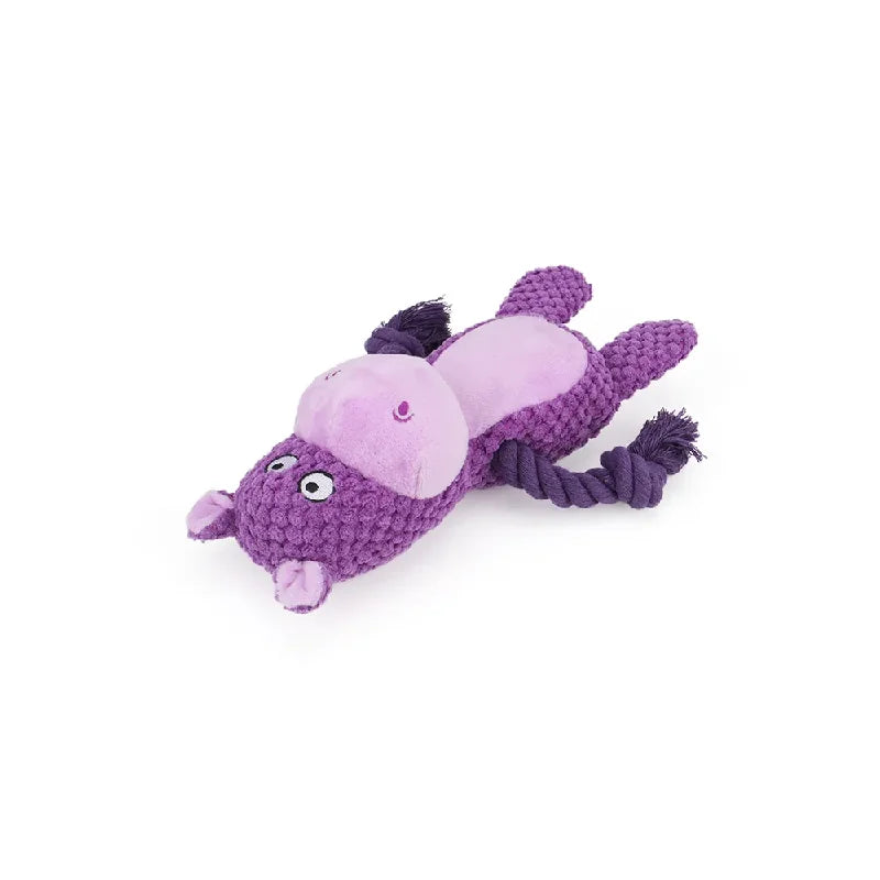 Cute Plush Rope Dog Toy with Squeaker and Knots