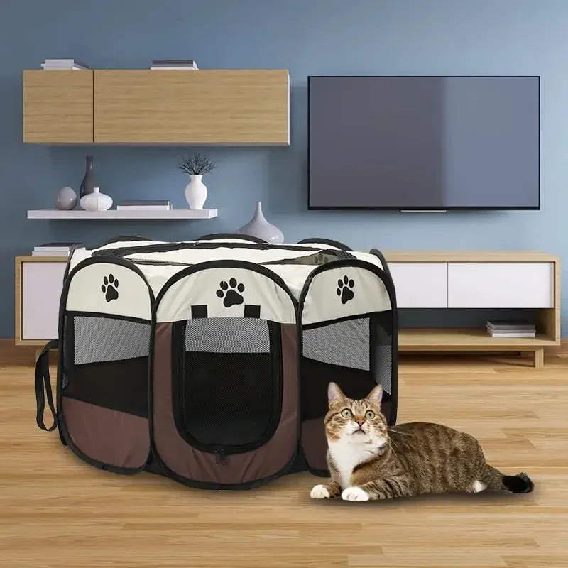 Foldable Octagonal Pet Tent Fence for Dogs and Cats
