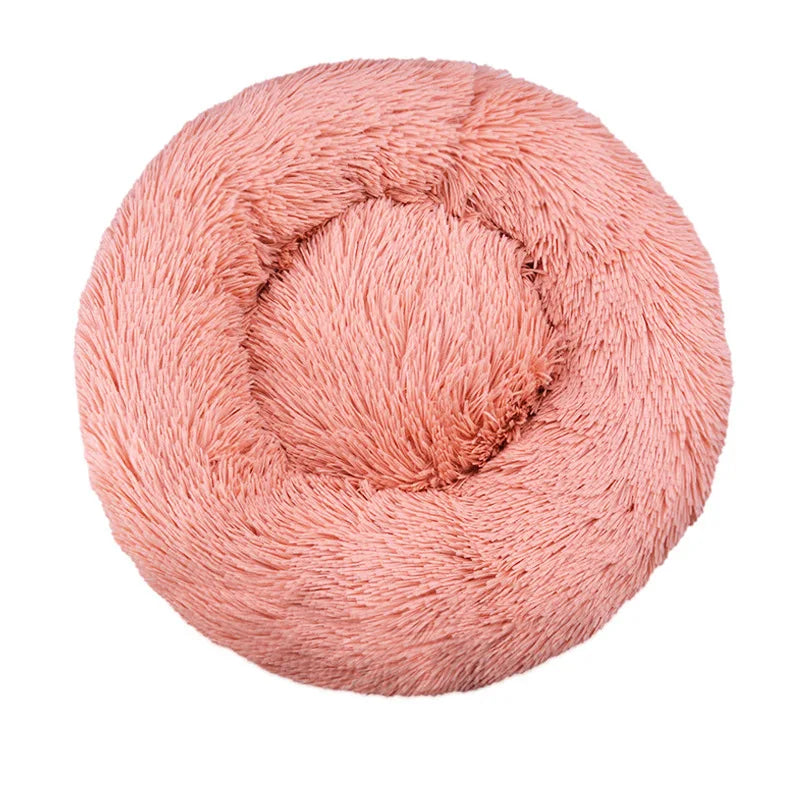 Round Plush Pet Bed Warm Washable Sofa for Dogs
