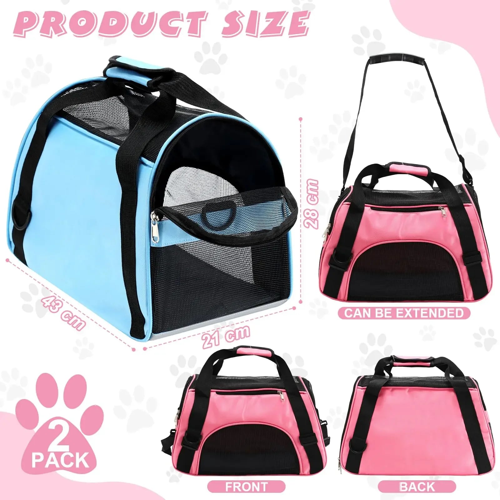 Breathable Foldable Pet Carrier Bag for Small Dogs Cats