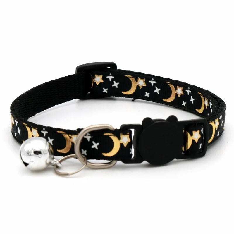 Colorful Paw Print Pet Collar with Adjustable Safety Bell