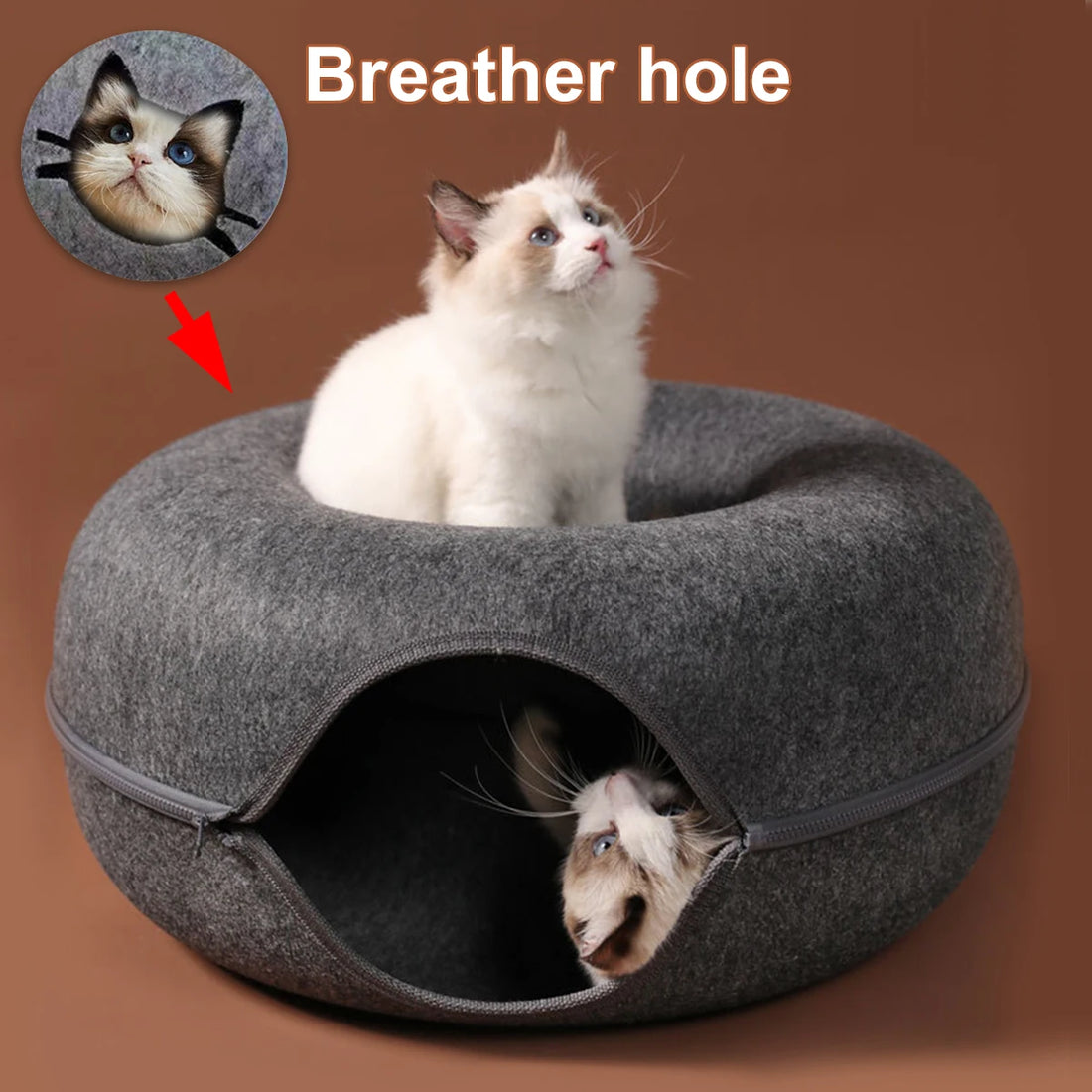 Interactive Felt Cat Tunnel Bed Donut Nest Toy House