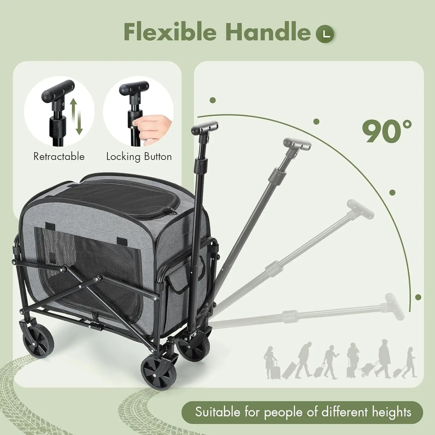 Extra Large Foldable Pet Carrier with Wheels for Travel