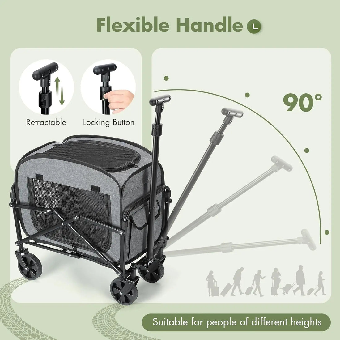 Extra Large Foldable Pet Carrier with Wheels for Travel