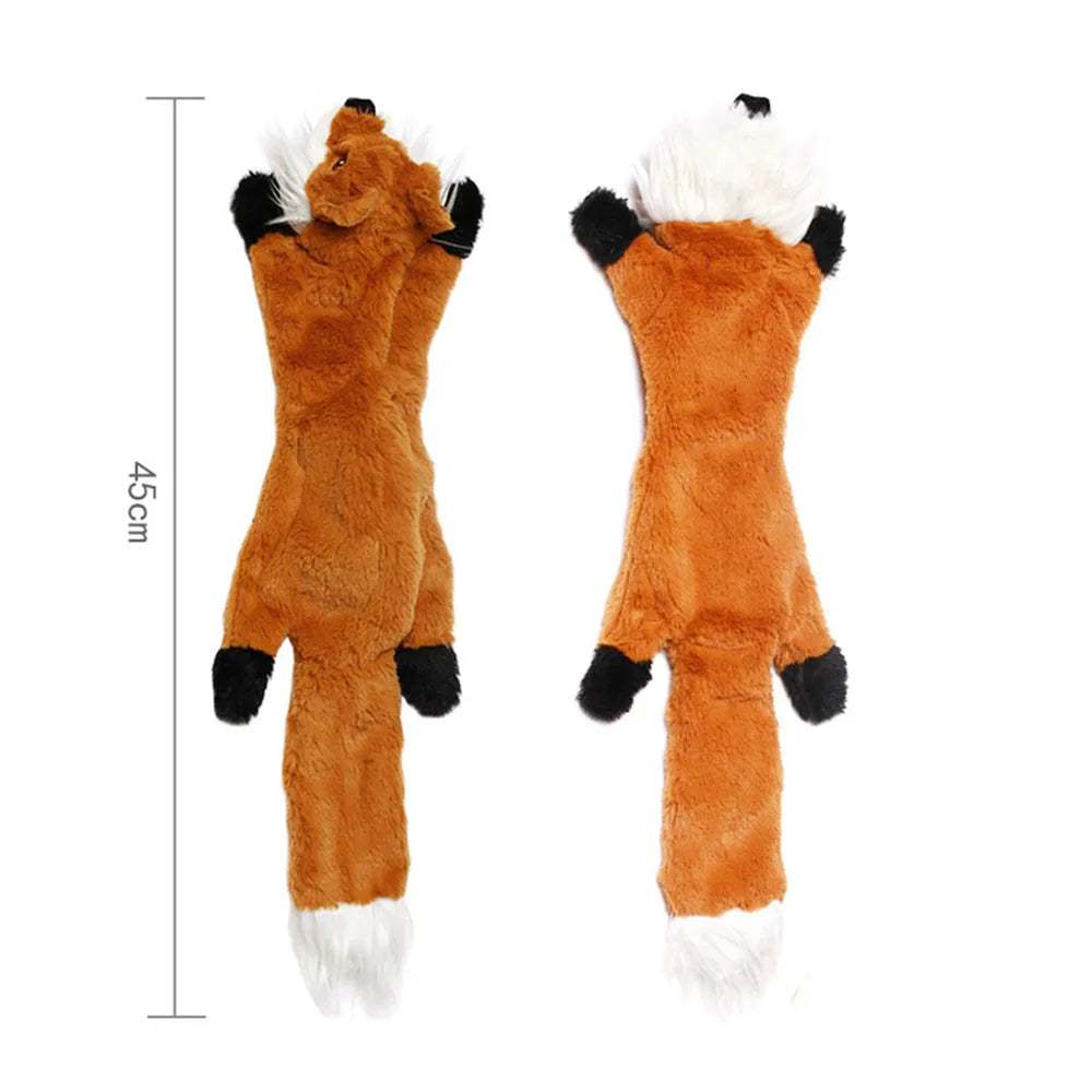 Stuffingless Squeaky Dog Toy with Crinkle Animal Design Fun