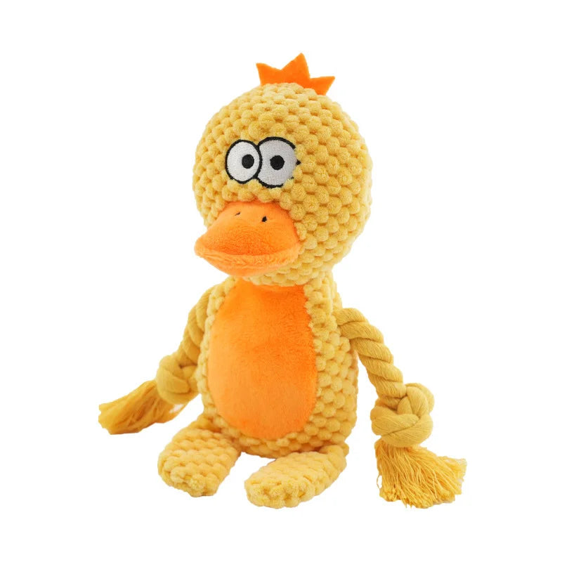 Cute Plush Rope Dog Toy with Squeaker and Knots