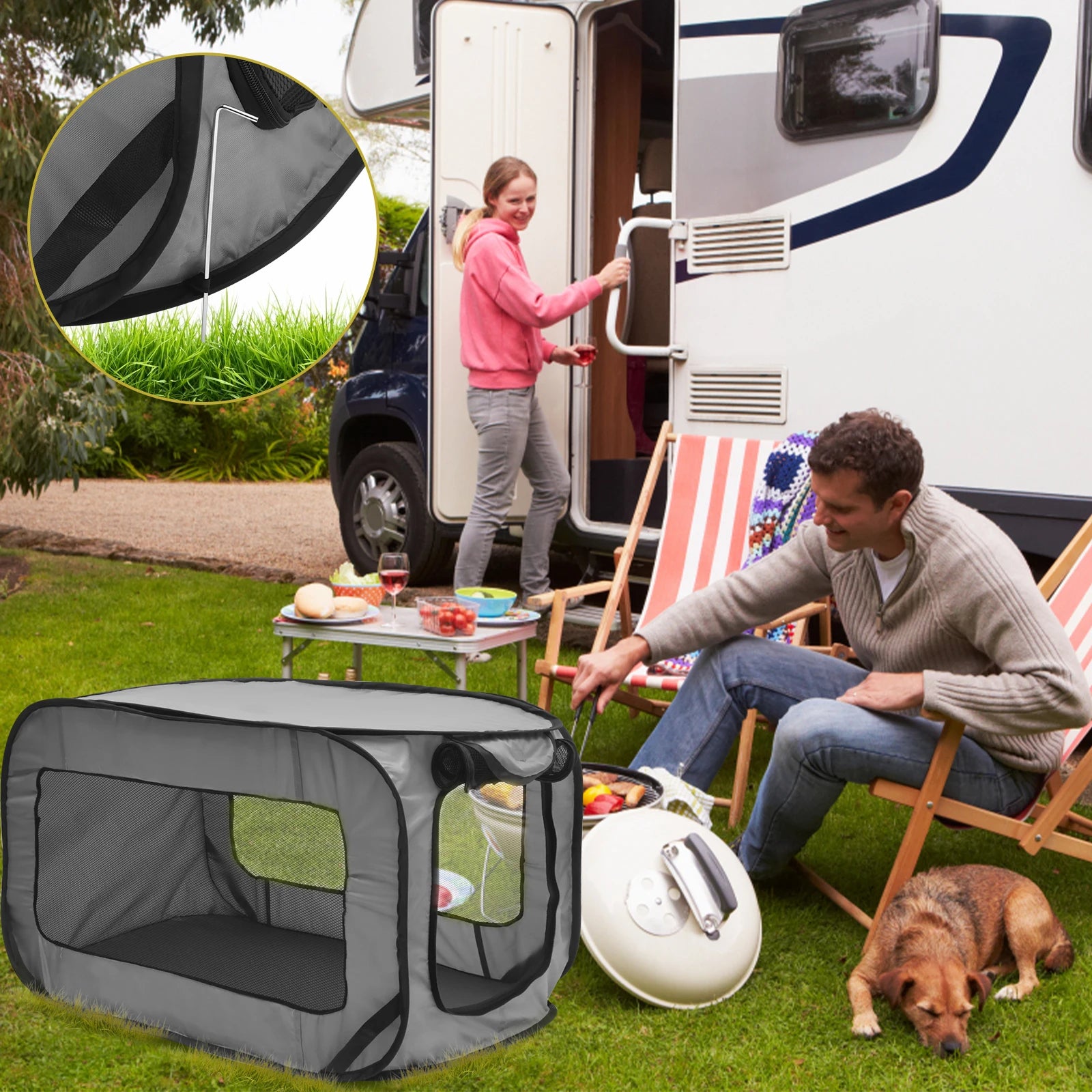 Foldable Pop-Up Dog Crate Portable Pet Tent for Travel