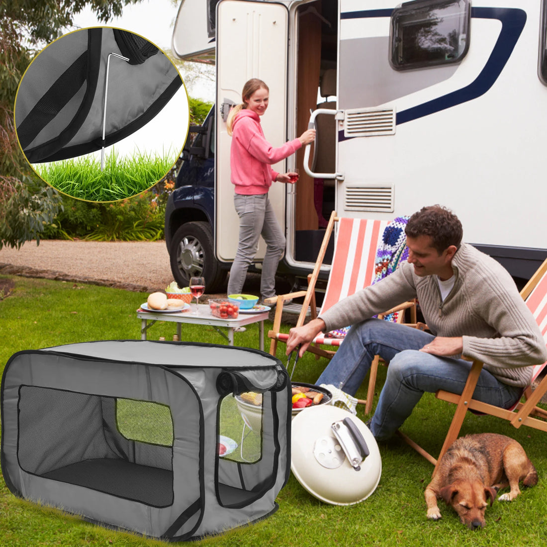 Foldable Pop-Up Dog Crate Portable Pet Tent for Travel