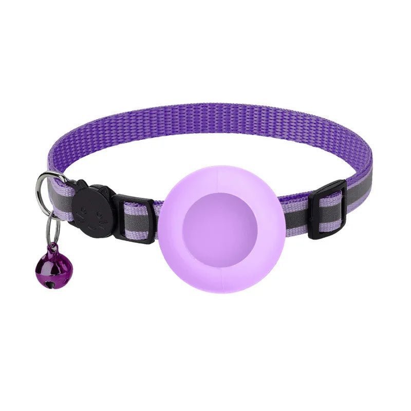 Reflective Airtag Cat Collar with Bell and Breakaway Buckle