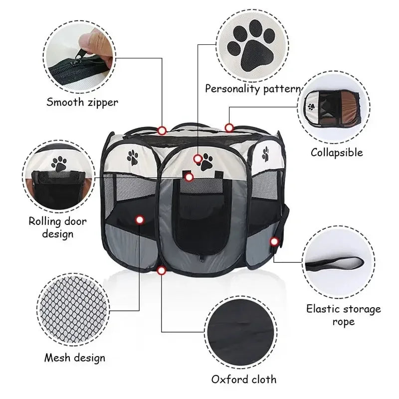 Foldable Octagonal Pet Tent Fence for Dogs and Cats