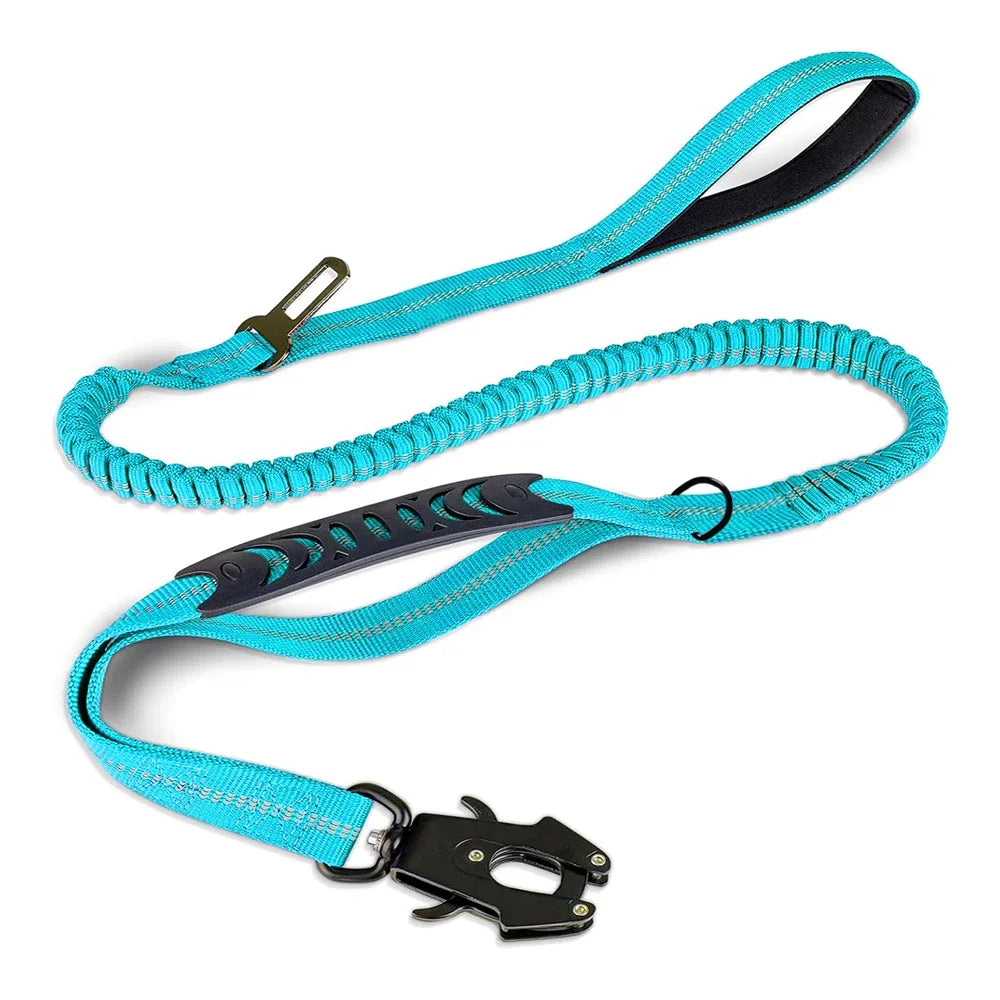 Reflective Bungee Dog Leash with Seatbelt for Large Dogs