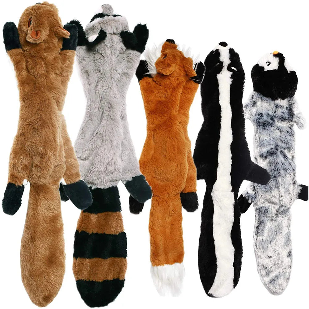 Stuffingless Squeaky Dog Toy with Crinkle Animal Design Fun