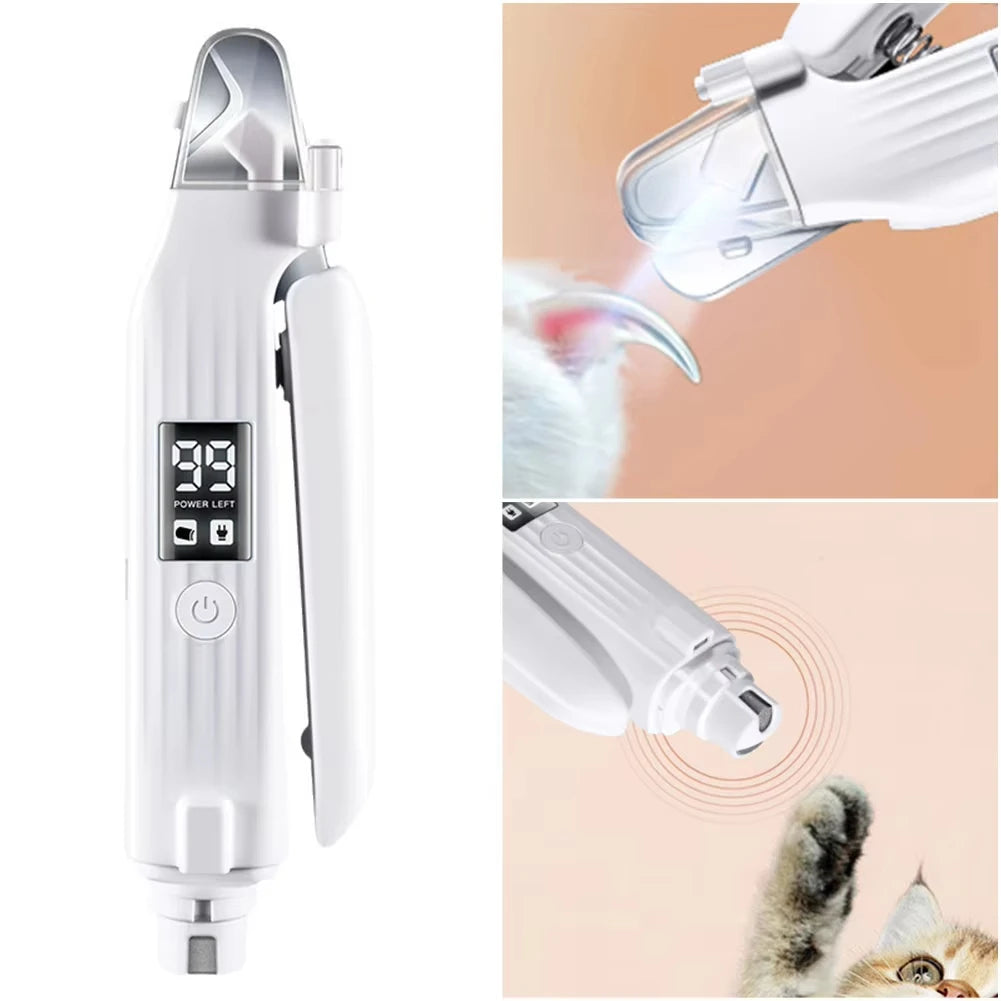 2-in-1 Electric Pet Nail Trimmer and Grinder with LED