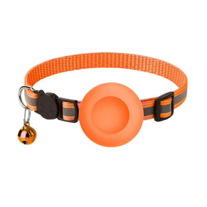 Reflective Airtag Cat Collar with Bell and Breakaway Buckle