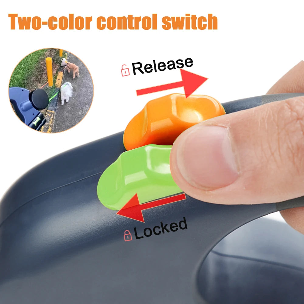 Reflective Dual Retractable Dog Leash with Lights No Tangle