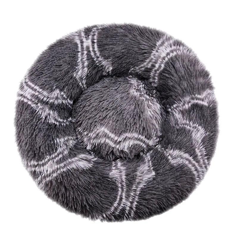 Round Plush Pet Bed Warm Washable Sofa for Dogs