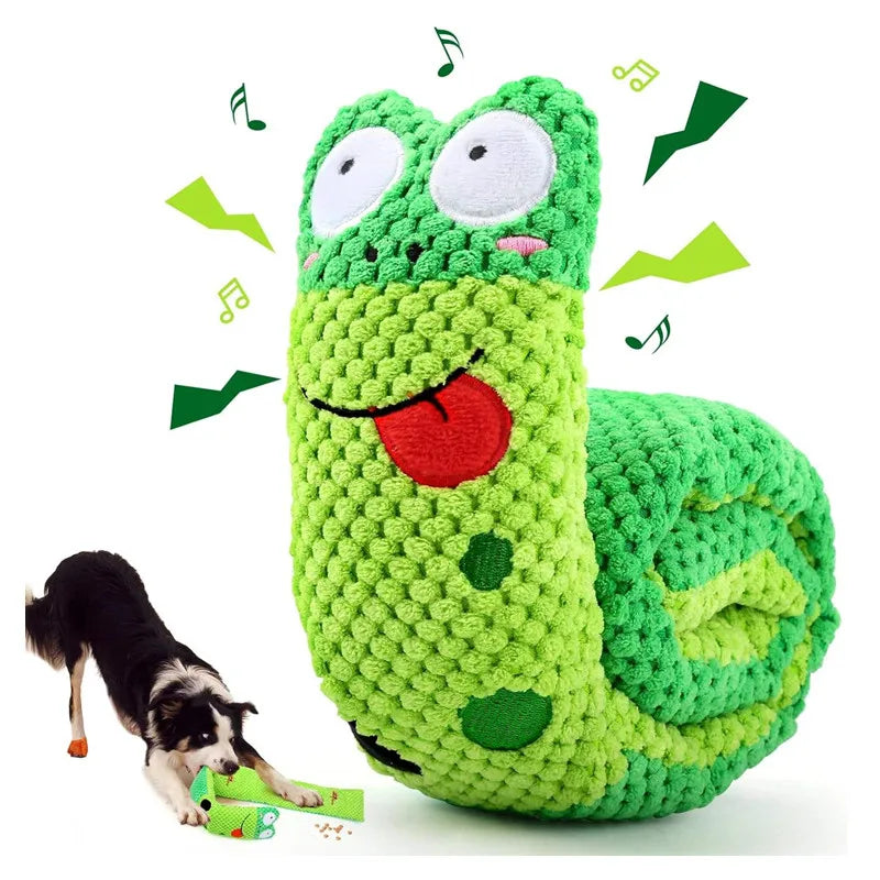 Interactive Snail Dog Puzzle Toy with Squeaker and Feeder