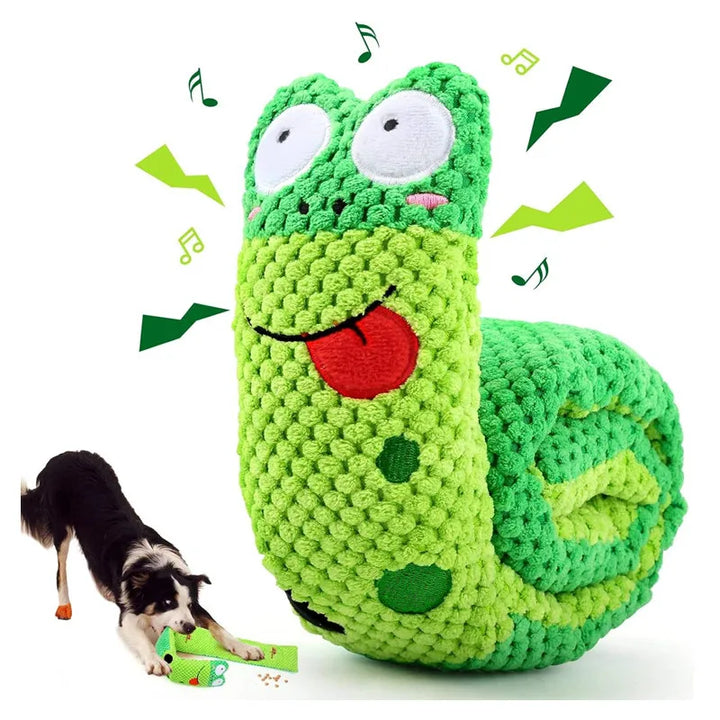 Interactive Snail Dog Puzzle Toy with Squeaker and Feeder