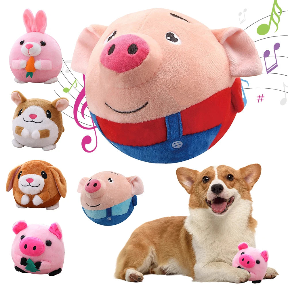 Automatic Bouncing Plush Dog Toy Interactive Squeaky Self-Moving Fun