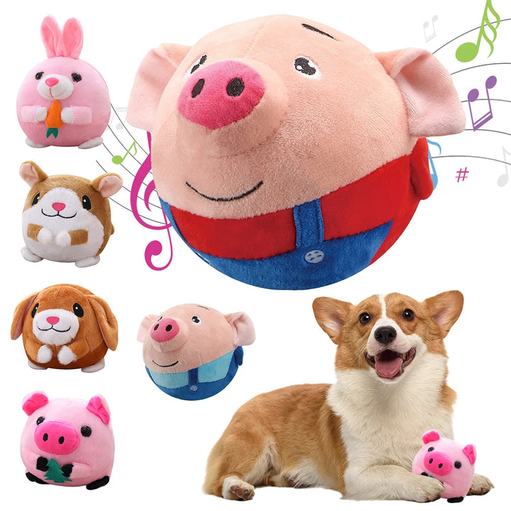 Automatic Bouncing Plush Dog Toy Interactive Squeaky Self-Moving Fun