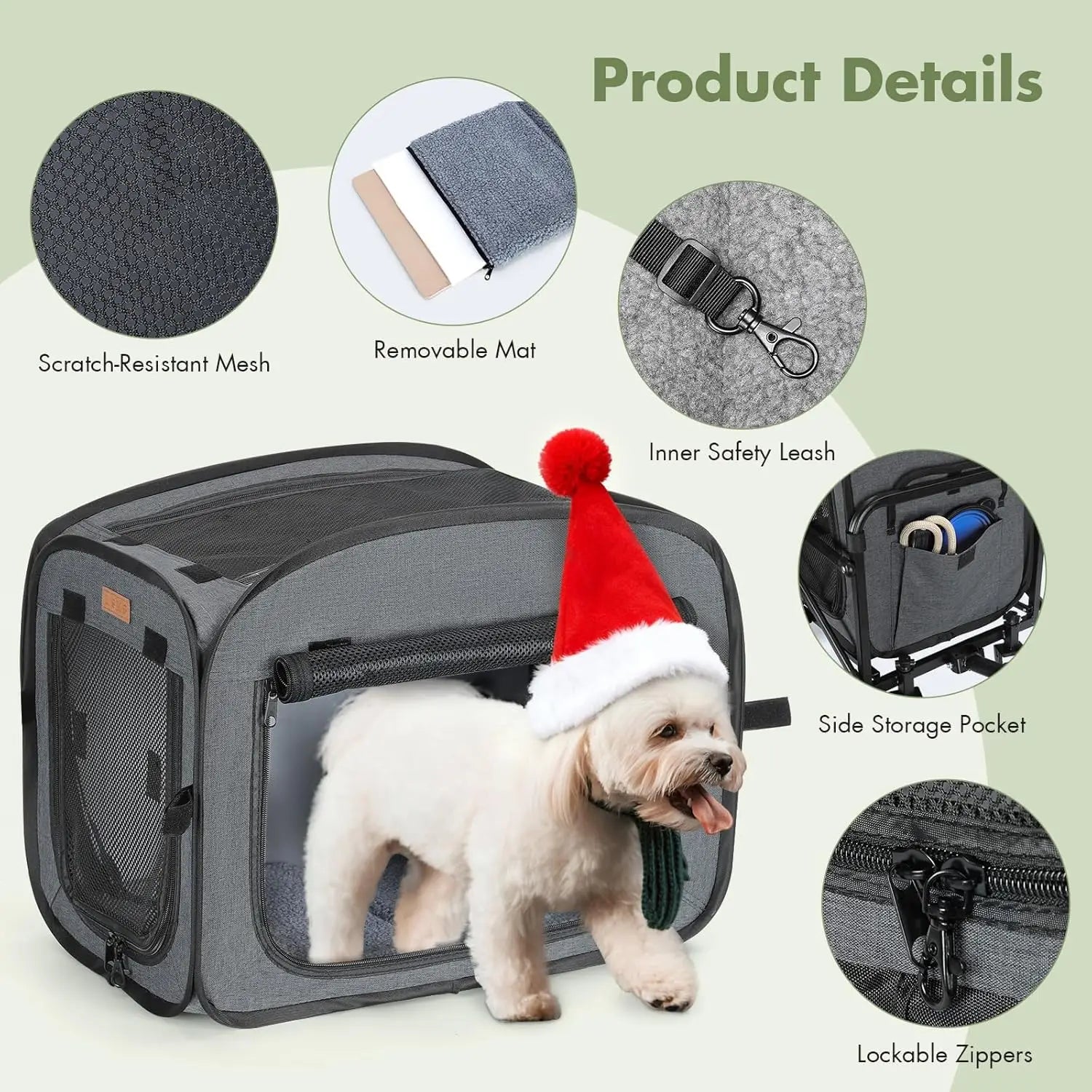 Extra Large Foldable Pet Carrier with Wheels for Travel