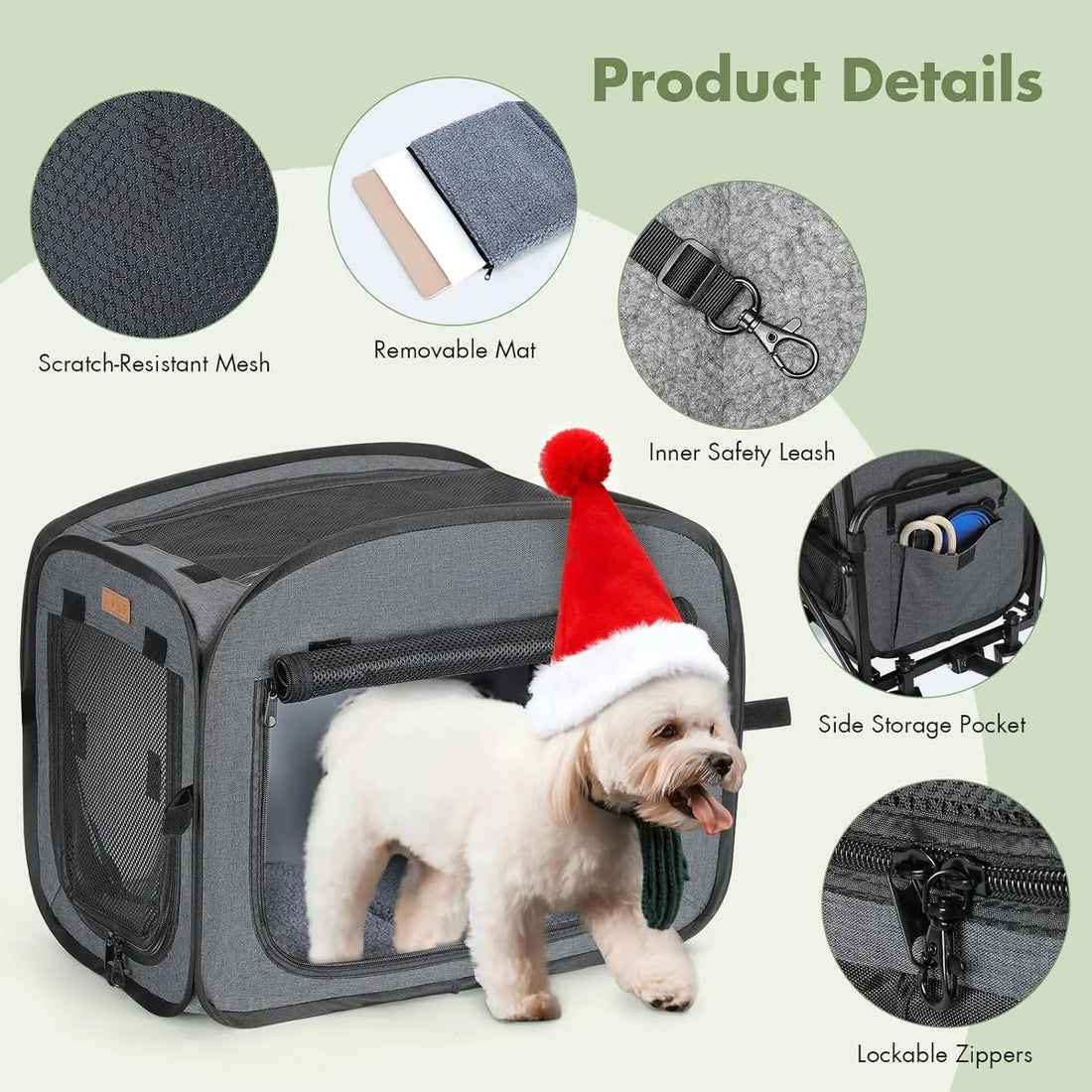Extra Large Foldable Pet Carrier with Wheels for Travel