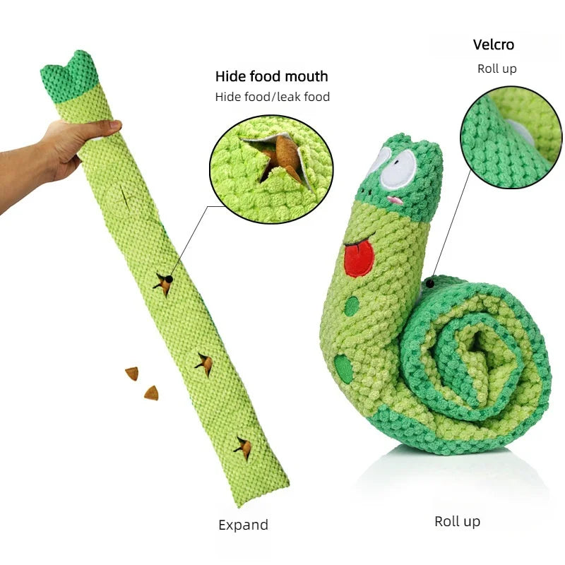 Interactive Snail Dog Puzzle Toy with Squeaker and Feeder