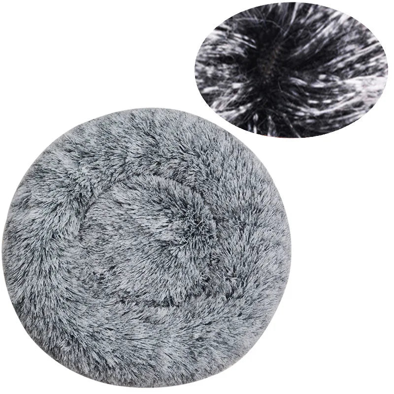 Round Plush Pet Bed Warm Washable Sofa for Dogs