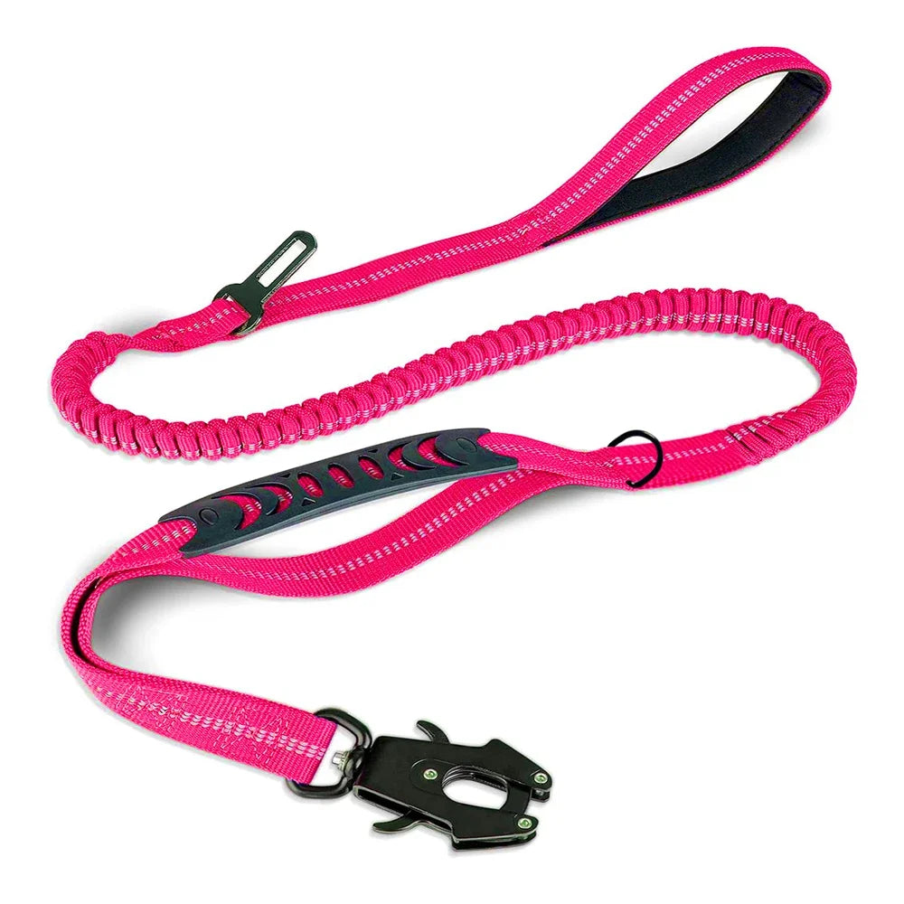 Reflective Bungee Dog Leash with Seatbelt for Large Dogs