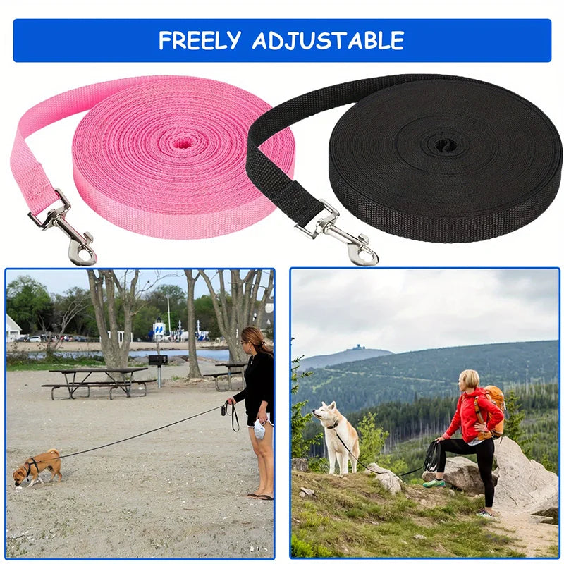 Extra Long Nylon Dog Leash for Recall Training Outdoors