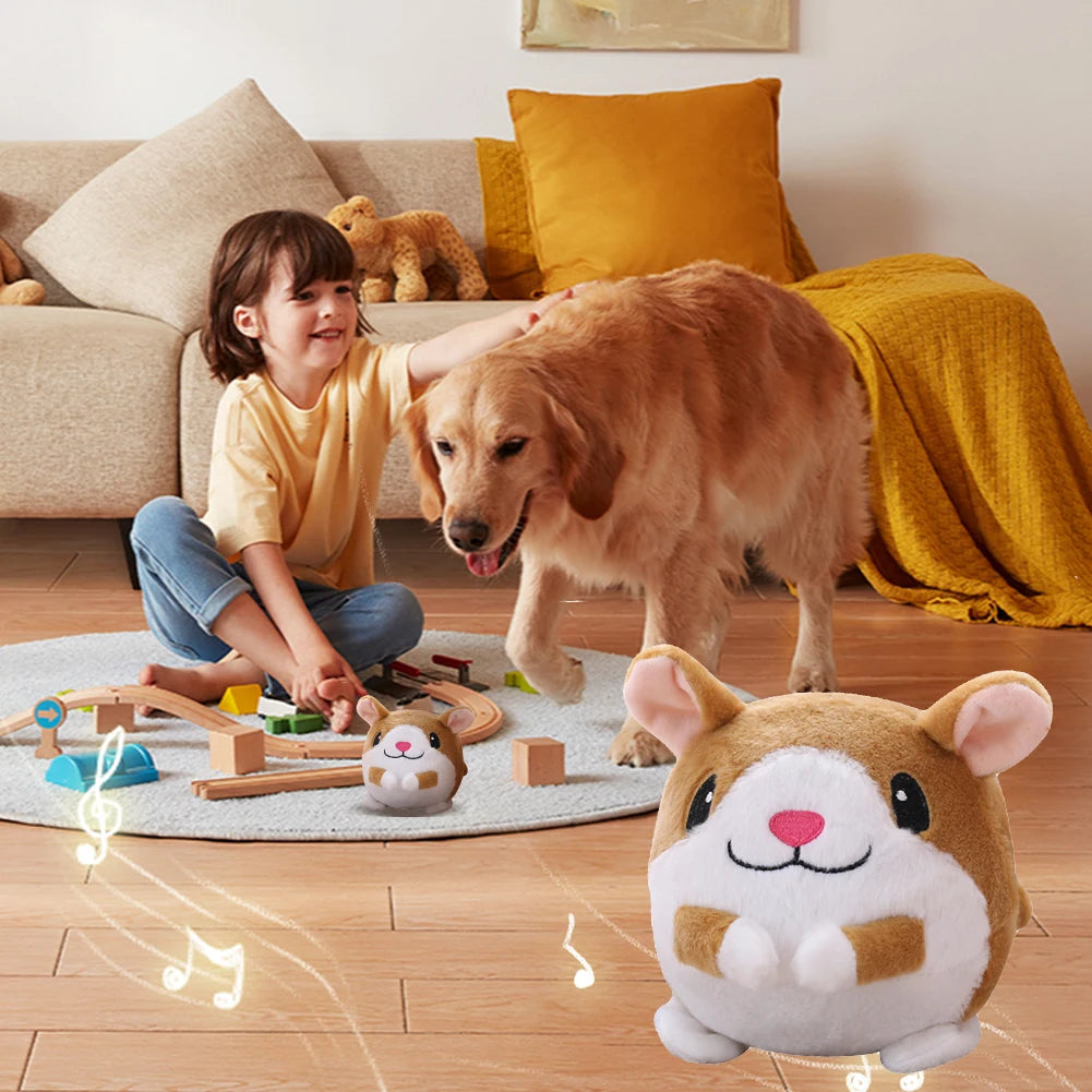 Automatic Bouncing Plush Dog Toy Interactive Squeaky Self-Moving Fun