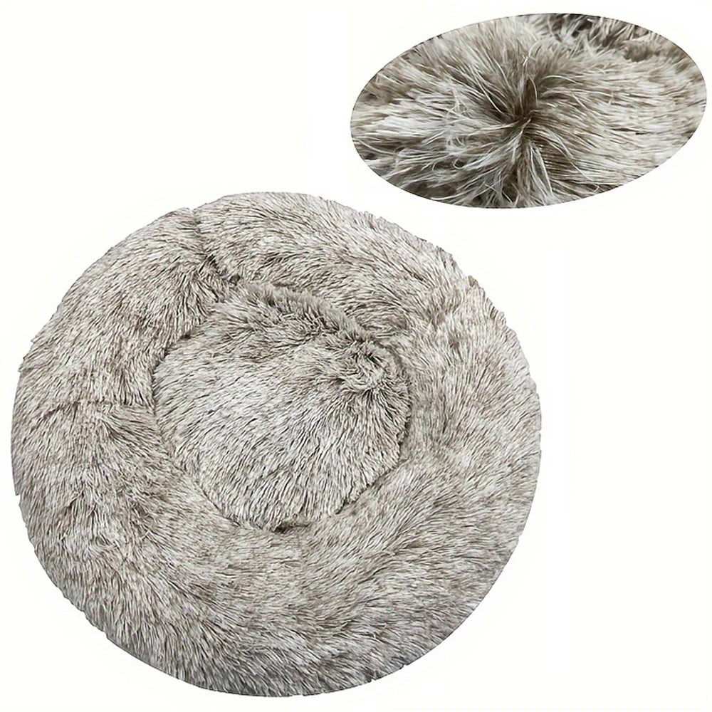 Round Plush Pet Bed Warm Washable Sofa for Dogs