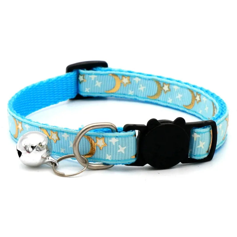Colorful Paw Print Pet Collar with Adjustable Safety Bell
