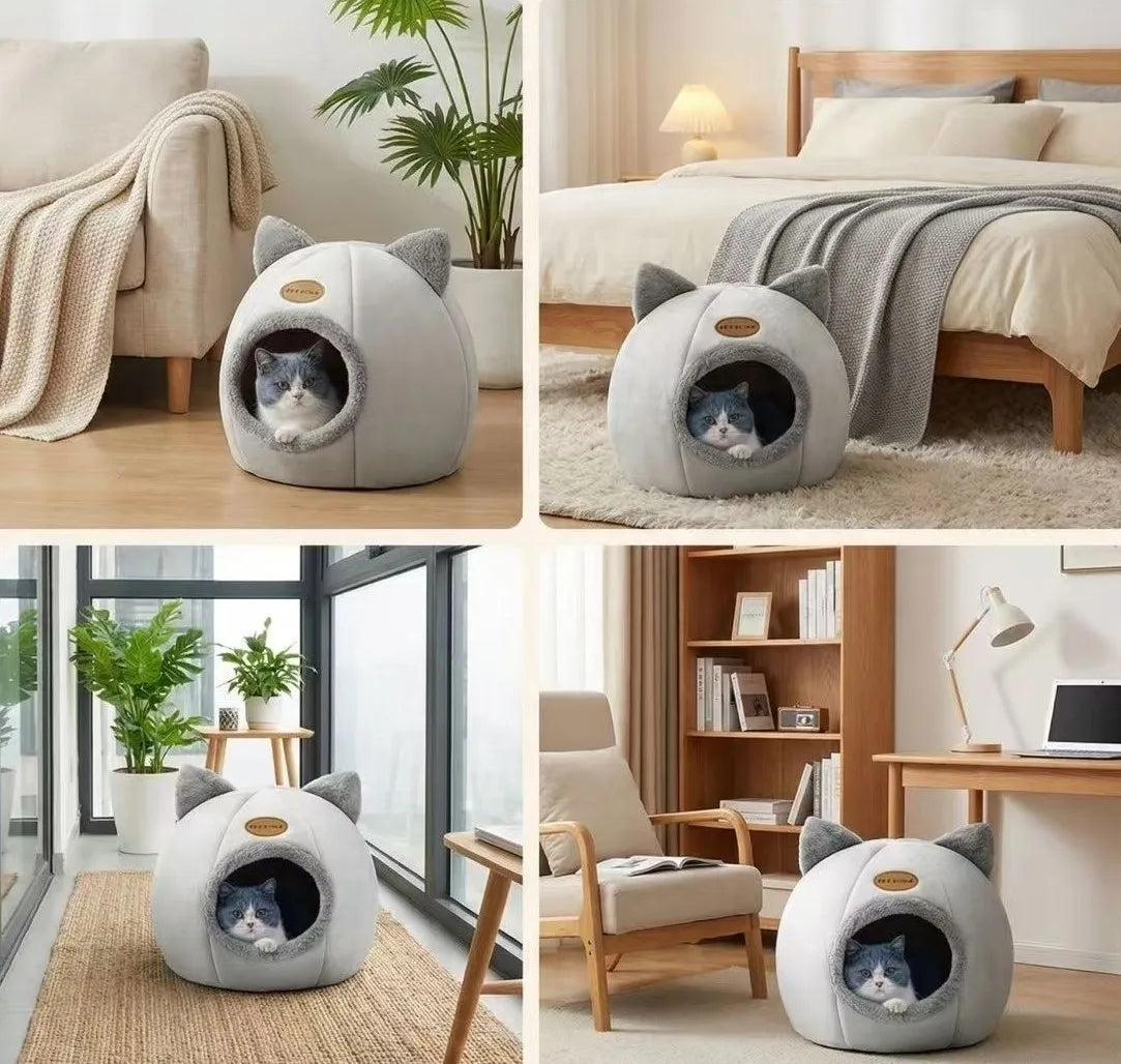 Cozy Pet Cave Bed Warm Indoor Cat Dog Nest