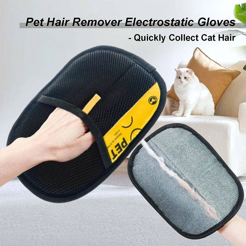 Reusable Pet Grooming Glove with Lint Roller Hair Remover