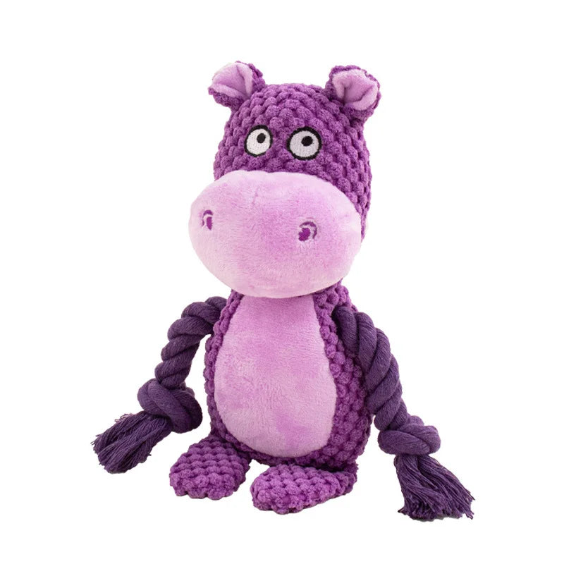 Cute Plush Rope Dog Toy with Squeaker and Knots