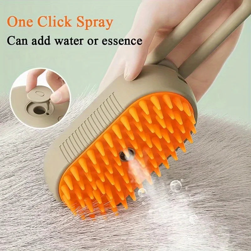 3-in-1 Steam Pet Grooming Brush with Massage Comb Function