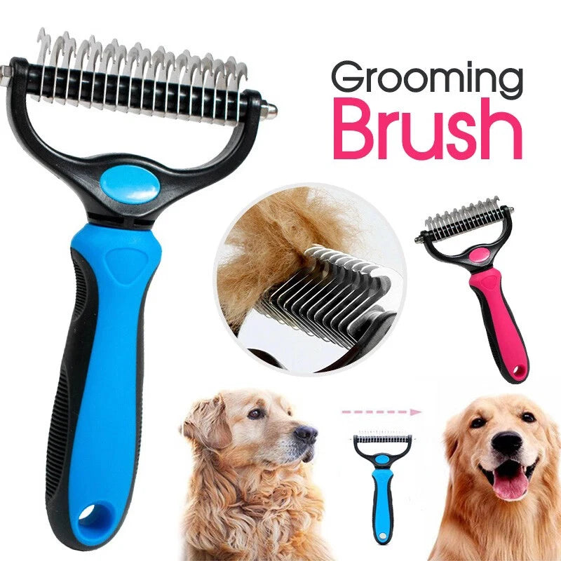 Dual-Sided Pet Deshedding Brush for Dogs and Cats Grooming