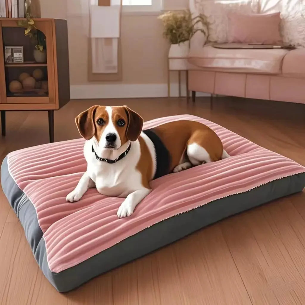 Large Corduroy Dog Bed Thick Washable Pet Sleeping Mat