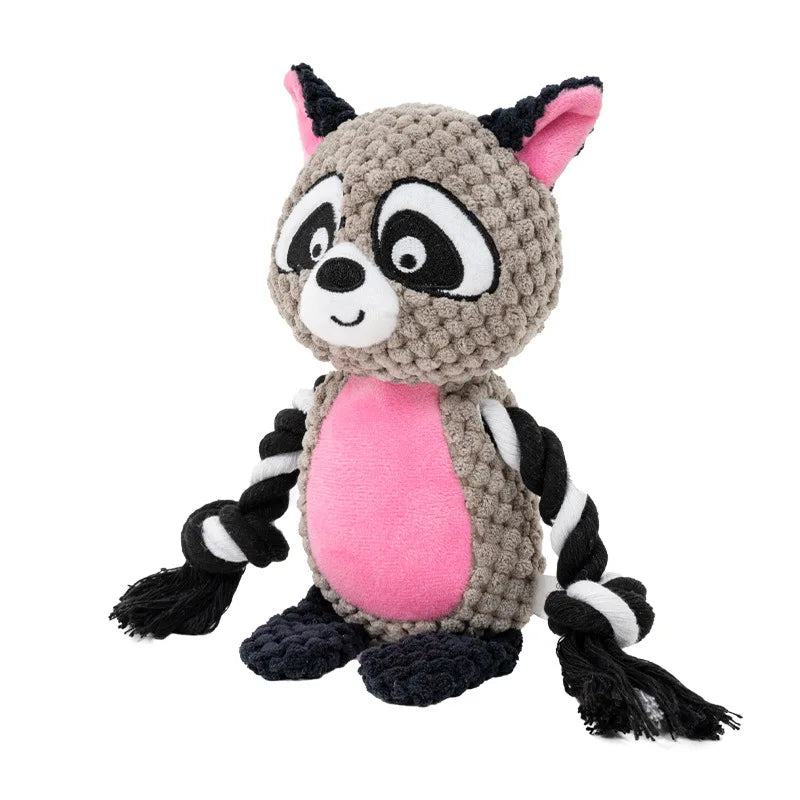 Cute Plush Rope Dog Toy with Squeaker and Knots